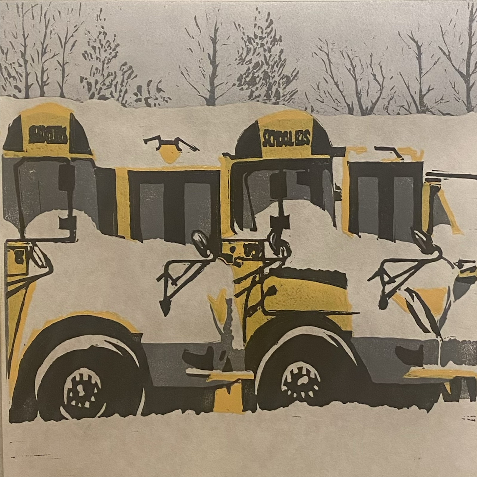 School Buses In Snow